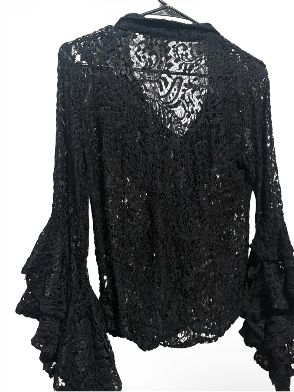 Black Lace Ruffle Cardigan - Picture 3 of 5